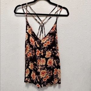 American Eagle floral crossback strap tank top